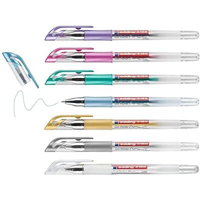 Edding 2185 Gel rollerball – wit, goud, zilver, blauw, groen, roze, paars, 7-0,7 mm – gelpen om te schrijven, tekenen, voor mandala's, bullet journals – gelroller, rollerbalpen Edding 2185 Gel rollerball – wit, goud, zilver, blauw, groen, roze, paars, 7-0,7 mm – gelpen om te schrijven, tekenen, voor mandala's, bullet journals – gelroller, rollerbalpen