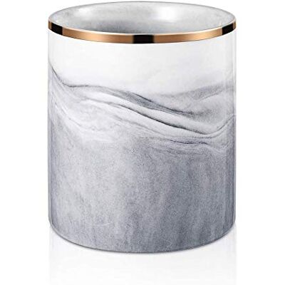 Niboow Nordic Keramische Potloodhouder, Ronde Marmeren Textuur Emmer Make-up Borstel Opslag voor Kantoor Briefpapier Pennenhouder Huishoudelijke Decoratie, Grijs, S, grijs. Niboow Nordic Keramische Potloodhouder, Ronde Marmeren Textuur Emmer Make-up Borstel Opslag voor Kantoor Briefpapier Pennenhouder Huishoudelijke Decoratie, Grijs, S, grijs.