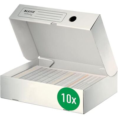 Leitz Infinity 61000000 archiefdozen van karton, A4, met deksel bovenaan, 100% zuurvrij, wit, 20 stuks Leitz Infinity 61000000 archiefdozen van karton, A4, met deksel bovenaan, 100% zuurvrij, wit, 20 stuks