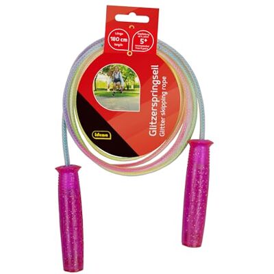 Idena 40198 Springtouw met glinsterende noppengrepen voor kinderen, 1,9 m lang, voor vrijetijdssporten, bewegingsspellen en verschillende trucjes Idena 40198 Springtouw met glinsterende noppengrepen voor kinderen, 1,9 m lang, voor vrijetijdssporten, bewegingsspellen en verschillende trucjes