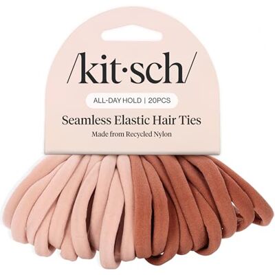 Kitsch 20 stuks duurzame rekbare haarelastiekjes zonder haken van zacht nylon voor paardenstaart, elegante elastieken voor dagelijkse kapsels, poederroze Kitsch 20 stuks duurzame rekbare haarelastiekjes zonder haken van zacht nylon voor paardenstaart, elegante elastieken voor dagelijkse kapsels, poederroze