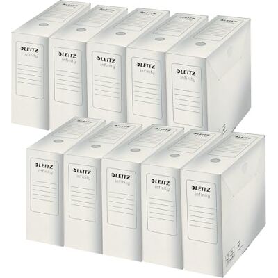 Leitz Infinity Archiv 60890000 Archiefdozen van 100% zuurvrij karton, DIN A4, met opberglus voor maximaal 900 vellen, 10 stuks Leitz Infinity Archiv 60890000 Archiefdozen van 100% zuurvrij karton, DIN A4, met opberglus voor maximaal 900 vellen, 10 stuks