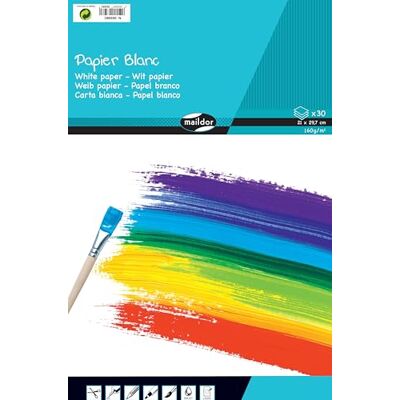 Clairefontaine Maildor by 26508C Blok, 30 vellen, wit, A4-formaat (21 x 29,7 cm), papier 160 g/m², voor knutselen en tekeningen, knutselen voor kinderen en volwassenen Clairefontaine Maildor by 26508C Blok, 30 vellen, wit, A4-formaat (21 x 29,7 cm), papier 160 g/m², voor knutselen en tekeningen, knutselen voor kinderen en volwassenen