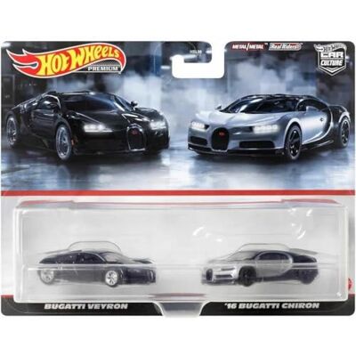 Hot Wheels BUGATTI Set 2 x VEYRON 2009 + BUGATTI CHIRON 2016 zwart zilver Hot Wheels BUGATTI Set 2 x VEYRON 2009 + BUGATTI CHIRON 2016 zwart zilver