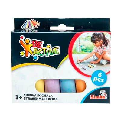 Simba 106336212 straatschilderkrijt, 6 kleuren: rood, blauw, groen, geel, paars, oranje, 2,5 x 10,5 cm, vanaf 3 jaar Simba 106336212 straatschilderkrijt, 6 kleuren: rood, blauw, groen, geel, paars, oranje, 2,5 x 10,5 cm, vanaf 3 jaar