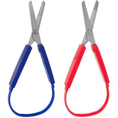 Liitata 2 stks Zelfopenen Loop Schaar Grip Scissors voor Kinderen Tieners En Volwassenen DIY Rood Blauw Liitata 2 stks Zelfopenen Loop Schaar Grip Scissors voor Kinderen Tieners En Volwassenen DIY Rood Blauw