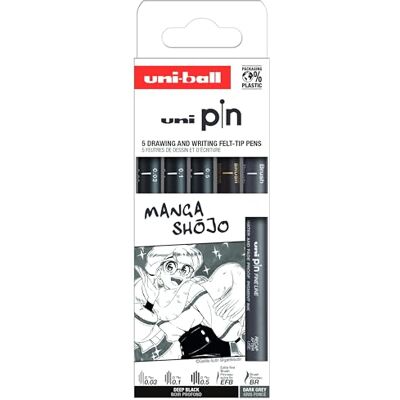 uni-ball Technische viltstiften, gekalibreerde punt, 0,03-0,5 mm, zwart en grijs, 5 stuks uni-ball Technische viltstiften, gekalibreerde punt, 0,03-0,5 mm, zwart en grijs, 5 stuks
