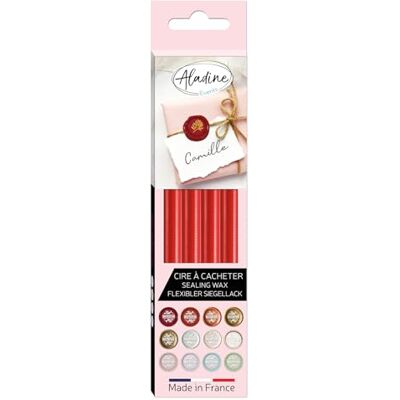 Aladine Set met 4 flexibele waspinnen – voor de mooiste post van je leven – productie van zegels voor bruiloft, doop, geboorte – kleur: rood Aladine Set met 4 flexibele waspinnen – voor de mooiste post van je leven – productie van zegels voor bruiloft, doop, geboorte – kleur: rood
