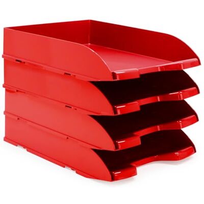 Waytex 4 stuks brievenbak, A4, kunststof, ondoorzichtig, rood Waytex 4 stuks brievenbak, A4, kunststof, ondoorzichtig, rood