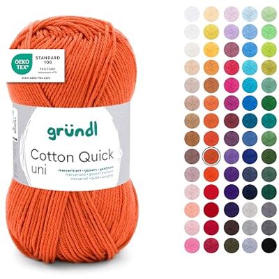 Gründl Cotton Quick Uni wol 1 x 50 g roestrood Fijne haakwol, haakgaren, glanzend en huidvriendelijk, 100% katoen, 50 g/125 m Gründl Cotton Quick Uni wol 1 x 50 g roestrood Fijne haakwol, haakgaren, glanzend en huidvriendelijk, 100% katoen, 50 g/125 m