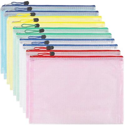 Woobroo Documententas met ritssluiting, A5, PVC, transparant, documentenmap, kunststof hoes, 5 kleuren, opslag van papieren, kleine voorwerpen, cosmetica en reisaccessoires enz. (10 stuks) Woobroo Documententas met ritssluiting, A5, PVC, transparant, documentenmap, kunststof hoes, 5 kleuren, opslag van papieren, kleine voorwerpen, cosmetica en reisaccessoires enz. (10 stuks)