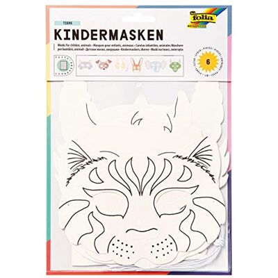 Folia Lot de 6 masques pour enfants en carton blanc à peindre et à concevoir soi-même pour enfants, garçons et filles, parfaits pour les anniversaires d'enfants et les fêtes Folia Lot de 6 masques pour enfants en carton blanc à peindre et à concevoir soi-même pour enfants, garçons et filles, parfaits pour les anniversaires d'enfants et les fêtes