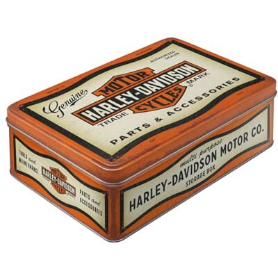 ART Harley-Davidson voorraaddoos in retrostijl, plat, 2,5 liter, accessoires, cadeau-idee voor motorrijders, officieel gelicentieerd product (OLP), metalen container met deksel, vintage ART Harley-Davidson voorraaddoos in retrostijl, plat, 2,5 liter, accessoires, cadeau-idee voor motorrijders, officieel gelicentieerd product (OLP), metalen container met deksel, vintage