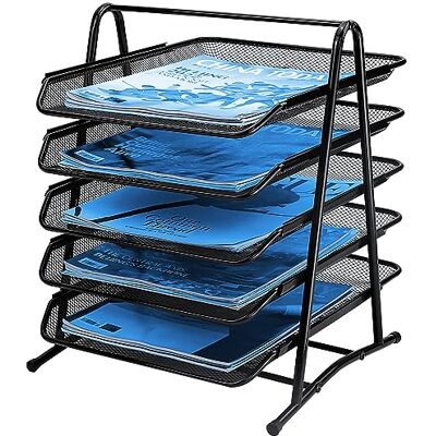 TSDRBWO Glijdende papieren organizer, metalen gaas, opbergbak voor tijdschriften, mappen, A4-opbergbakken voor kantoor en thuis (5 niveaus) TSDRBWO Glijdende papieren organizer, metalen gaas, opbergbak voor tijdschriften, mappen, A4-opbergbakken voor kantoor en thuis (5 niveaus)