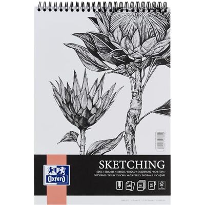 Oxford Kunstschetsblok A5 50 vellen met dubbele spiraal, schetsboek, schetsboek, kunstblok, zuurvrij papier, 130 g/m², tekenboek met stevige achterkant van karton, notitieboek Oxford Kunstschetsblok A5 50 vellen met dubbele spiraal, schetsboek, schetsboek, kunstblok, zuurvrij papier, 130 g/m², tekenboek met stevige achterkant van karton, notitieboek