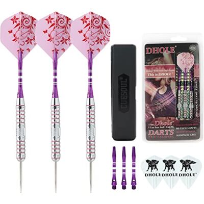 CUESOUL Pink Ladies 21/23 g fléchettes en acier à pointe en acier avec 2 jeux différents de tiges en aluminium CUESOUL Pink Ladies 21/23 g fléchettes en acier à pointe en acier avec 2 jeux différents de tiges en aluminium