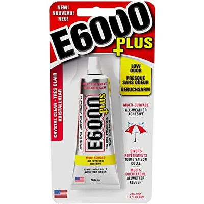 E6000 Eclectic Products Inc. Plus, transparante multifunctionele lijm, waterdicht en schilderbaar, sterke en flexibele lijm voor hout, glas, stof, keramiek, metaal en meer, 26,6 ml E6000 Eclectic Products Inc. Plus, transparante multifunctionele lijm, waterdicht en schilderbaar, sterke en flexibele lijm voor hout, glas, stof, keramiek, metaal en meer, 26,6 ml