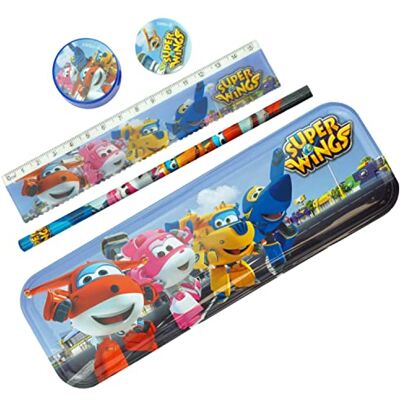 HOVUK Disney Super Wings 5 stuks schoolbenodigdheden voor kinderen, eerste schoolbenodigdheden, pennenetui en schrijfset, uniseks, 3 jaar en ouder, 5-delige schrijfwarenset, pennenetui HOVUK Disney Super Wings 5 stuks schoolbenodigdheden voor kinderen, eerste schoolbenodigdheden, pennenetui en schrijfset, uniseks, 3 jaar en ouder, 5-delige schrijfwarenset, pennenetui