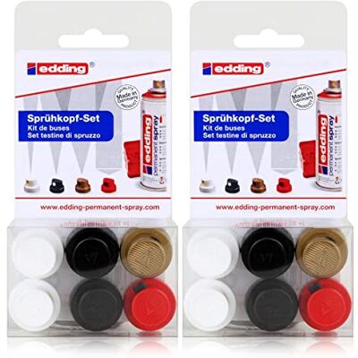 Edding Set van 2 Permanent Spray sproeikoppen, 6 stuks. Edding Set van 2 Permanent Spray sproeikoppen, 6 stuks.