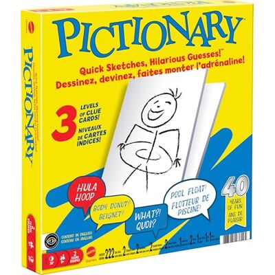 Mattel Pictionary gezelschapsspel tekenspel voor kinderen, volwassenen en speelavonden met droog uitwisbare markers en borden Mattel Pictionary gezelschapsspel tekenspel voor kinderen, volwassenen en speelavonden met droog uitwisbare markers en borden