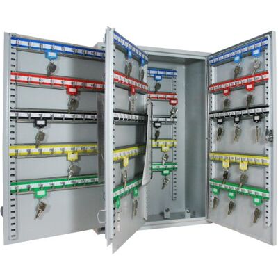 HMF Sleutelkast met grote capaciteit van staal, afsluitbare wandsleutelkast voor kantoor, administratie of wagenpark, 300 sleutelhaken, 55 x 38 x 20,5 cm, lichtgrijs HMF Sleutelkast met grote capaciteit van staal, afsluitbare wandsleutelkast voor kantoor, administratie of wagenpark, 300 sleutelhaken, 55 x 38 x 20,5 cm, lichtgrijs