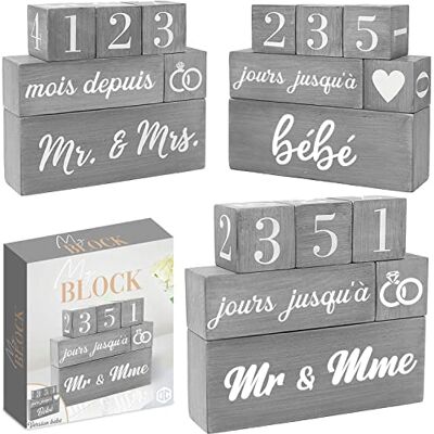 Original Cup ® Aftellen voor huwelijk en geboorte in de vorm van houten blokken – kalender met omkeerbare tekst voor geboorte, bruiloften – origineel cadeau voor aanstaande bruiden en aanstaande ouders Original Cup ® Aftellen voor huwelijk en geboorte in de vorm van houten blokken – kalender met omkeerbare tekst voor geboorte, bruiloften – origineel cadeau voor aanstaande bruiden en aanstaande ouders