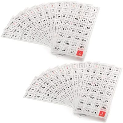 SWTYExt 365 dagen kalender stickers 12 maanden datum plakboek accessoires set vintage kinderen zakkalender voor bullet journal, fotoalbum, laptop, (2 sets) SWTYExt 365 dagen kalender stickers 12 maanden datum plakboek accessoires set vintage kinderen zakkalender voor bullet journal, fotoalbum, laptop, (2 sets)