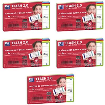 Oxford Bristol flashcards 2.0, ongeperforeerd, 75 x 125 mm, A7, gelinieerd, verschillende kleuren, 5 verpakkingen met elk 32 stuks Oxford Bristol flashcards 2.0, ongeperforeerd, 75 x 125 mm, A7, gelinieerd, verschillende kleuren, 5 verpakkingen met elk 32 stuks