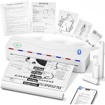 Phomemo M836 Thermische printer A4, 300 dpi, mobiele printer, compatibel met mobiele telefoons en computers, draadloze draagbare printer voor onderweg, kantoor, school, thuis Phomemo M836 Thermische printer A4, 300 dpi, mobiele printer, compatibel met mobiele telefoons en computers, draadloze draagbare printer voor onderweg, kantoor, school, thuis