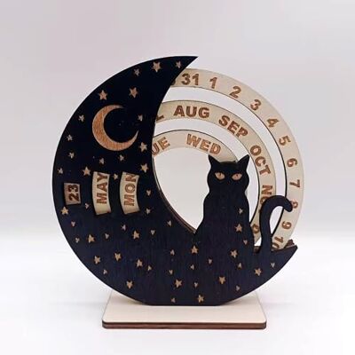GERRIT Eeuwigdurende Kalender, Creatieve Roterende Maan Schijf Kalender 6 Inch Herbruikbare Mini Kat Houten Wolf Maan Kalender Kantoor Decoratie Accessoires voor Thuiskantoor /79 (Co GERRIT Eeuwigdurende Kalender, Creatieve Roterende Maan Schijf Kalender 6 Inch Herbruikbare Mini Kat Houten Wolf Maan Kalender Kantoor Decoratie Accessoires voor Thuiskantoor /79 (Co