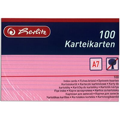 herlitz Index kaarten A7, gelinieerd (roze, 200 kaarten) herlitz Index kaarten A7, gelinieerd (roze, 200 kaarten)