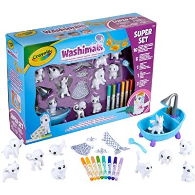 CRAYOLA Washimals Super Set Masker- en kostuumset, schattige babydieren met fluweelachtige vacht om in te kleuren, vanaf 3 jaar CRAYOLA Washimals Super Set Masker- en kostuumset, schattige babydieren met fluweelachtige vacht om in te kleuren, vanaf 3 jaar