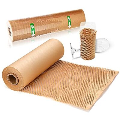 SZSYumUnion Geperforeerd inpakpapier van honingraat, 91 m x 30 cm voor verhuizing, breekbare verzending (alternatief voor bubbelpapier) SZSYumUnion Geperforeerd inpakpapier van honingraat, 91 m x 30 cm voor verhuizing, breekbare verzending (alternatief voor bubbelpapier)