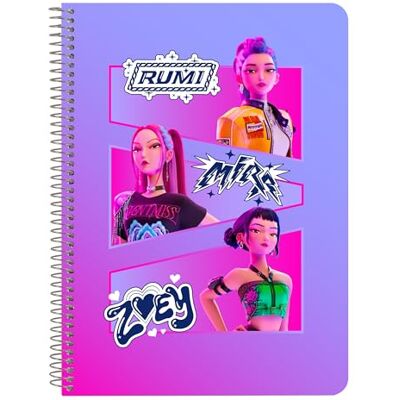 safta K-Pop Demon Hunters Stationery Notitieboek, 80 vellen, harde kaft, ideaal voor kinderen van verschillende leeftijden, comfortabel en veelzijdig, 15,5 x 22 cm safta K-Pop Demon Hunters Stationery Notitieboek, 80 vellen, harde kaft, ideaal voor kinderen van verschillende leeftijden, comfortabel en veelzijdig, 15,5 x 22 cm