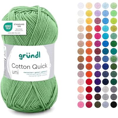 Gründl Cotton Quick Uni wol fijne haakwol breigaren haakgaren glanzend en huidvriendelijk 100% katoen 1 bol van 50 g / 125 m naalddikte 3-4 salie Gründl Cotton Quick Uni wol fijne haakwol breigaren haakgaren glanzend en huidvriendelijk 100% katoen 1 bol van 50 g / 125 m naalddikte 3-4 salie