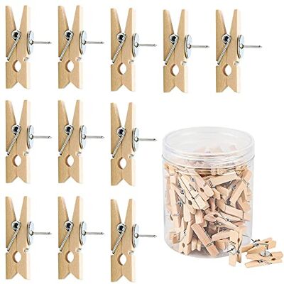 YANJINGHE 50 stuks decoratieve punaises van hout, creatief, licht, duurzaam, houten klemmen voor kurkborden, prikbord, fotowand YANJINGHE 50 stuks decoratieve punaises van hout, creatief, licht, duurzaam, houten klemmen voor kurkborden, prikbord, fotowand