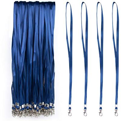IBOO 100 stuks halsbanden blauw met metalen sluiting Nekkoord voor ID-kaarthouder (blauw, 100) 100 IBOO 100 stuks halsbanden blauw met metalen sluiting Nekkoord voor ID-kaarthouder (blauw, 100) 100