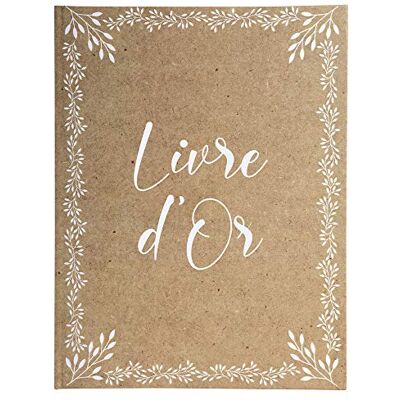 EXACOMPTA Ref. 47234E -1 gastenboek Kraft Verticaal formaat 27 x 22 cm Gouden schijf met gouden letters 100 effen witte pagina's Visueel kraftpapier EXACOMPTA Ref. 47234E -1 gastenboek Kraft Verticaal formaat 27 x 22 cm Gouden schijf met gouden letters 100 effen witte pagina's Visueel kraftpapier