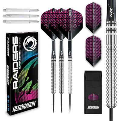 Dragon Raider serie: 23 g wolfraam dartset met stalen punt, professionele dartpijlen met schachten en vluchten, keuze uit verschillende kleuren Dragon Raider serie: 23 g wolfraam dartset met stalen punt, professionele dartpijlen met schachten en vluchten, keuze uit verschillende kleuren