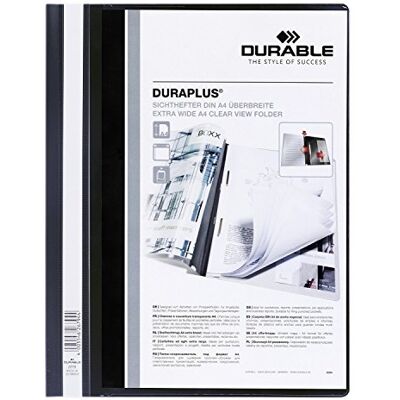 Durable DURAPLUS waaiermap DIN A4, zwart, extra breed, transparante voorzijde met transparant vak in A4, rugdeksel met Durable DURAPLUS waaiermap DIN A4, zwart, extra breed, transparante voorzijde met transparant vak in A4, rugdeksel met