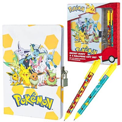 Pokémon Pokemon Schrijfwarenset – dagboek met hangslot, notitieboek, etui, pennen (geel/witte notitieboekset) Pokémon Pokemon Schrijfwarenset – dagboek met hangslot, notitieboek, etui, pennen (geel/witte notitieboekset)