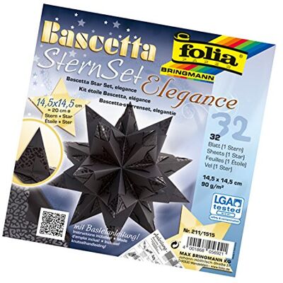 Folia bringmann Bascetta ster 15 x 15 cm, Ø 20 cm, kleur: transparant 145x145mm zwart Folia bringmann Bascetta ster 15 x 15 cm, Ø 20 cm, kleur: transparant 145x145mm zwart