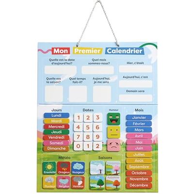 chuckle Magnetische kalender voor kinderen met seizoenen, data en weer (Frans) 40x32 cm Speels leergereedschap voor kinderen van 4 tot 10 jaar chuckle Magnetische kalender voor kinderen met seizoenen, data en weer (Frans) 40x32 cm Speels leergereedschap voor kinderen van 4 tot 10 jaar