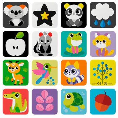 Chicco Montessori schaalbaar memospel, 1 jaar, geheugenspel met 36 kaarten, 18 paar hoog contrast en kleuren, stimuleert het zicht, observatie en concentratie, geheugen voor kinderen Chicco Montessori schaalbaar memospel, 1 jaar, geheugenspel met 36 kaarten, 18 paar hoog contrast en kleuren, stimuleert het zicht, observatie en concentratie, geheugen voor kinderen