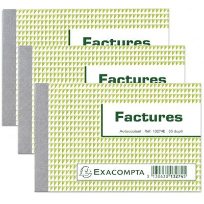 EXACOMPTA Set van 3 Manifolds Facture, 105 x 135 mm, 50 dubbele vellen EXACOMPTA Set van 3 Manifolds Facture, 105 x 135 mm, 50 dubbele vellen