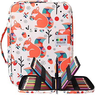 BOMKEE Pennenetui, 220 vakken, voor kleurpotloden, draagbaar, praktisch, voor schilderen, schrijfwaren, gelpen, aquarel, voor kinderen en volwassenen, eekhoorntje, zakorganizer BOMKEE Pennenetui, 220 vakken, voor kleurpotloden, draagbaar, praktisch, voor schilderen, schrijfwaren, gelpen, aquarel, voor kinderen en volwassenen, eekhoorntje, zakorganizer