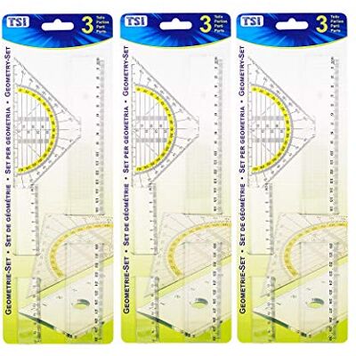 TSI 3-delige tekenset met liniaal 17 cm, 30 cm en hoek 16 cm (3) TSI 3-delige tekenset met liniaal 17 cm, 30 cm en hoek 16 cm (3)
