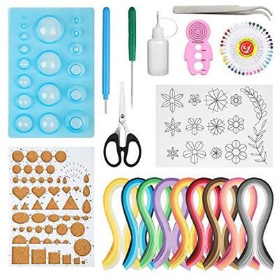 Hyber&Cara Knutselset van 19 papieren quilling gereedschappen met 45 kleuren, 900 strepen, quilling sjabloon Hyber&Cara Knutselset van 19 papieren quilling gereedschappen met 45 kleuren, 900 strepen, quilling sjabloon