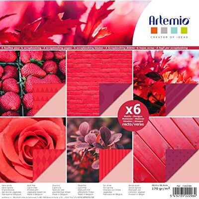 Artemio Scrapbooking-papier, natuurrood, 30,5 x 30,5 cm, 6 vellen Artemio Scrapbooking-papier, natuurrood, 30,5 x 30,5 cm, 6 vellen