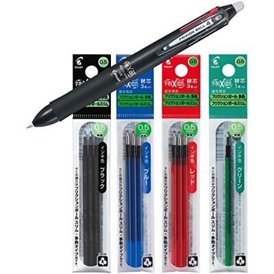 Pilot FriXion Ball 2268001 rollerbalpen, 4 kleuren, 0,5 mm, zwart (pen + reservevullingen) Pilot FriXion Ball 2268001 rollerbalpen, 4 kleuren, 0,5 mm, zwart (pen + reservevullingen)